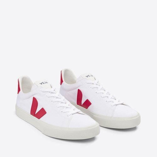 Campo organic canvas trainers white red Veja La Redoute