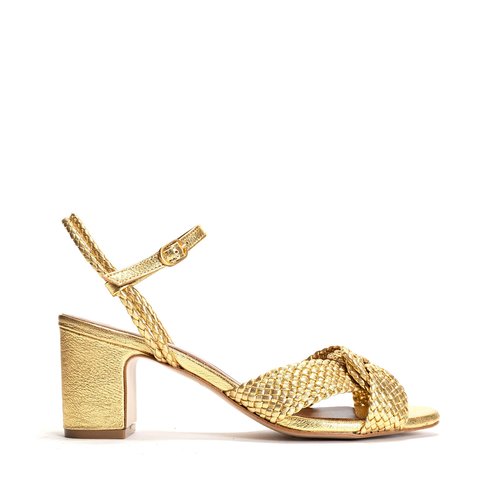 Sandales a talons en cuir tresse dilaya Anonymous Copenhagen dore La Redoute