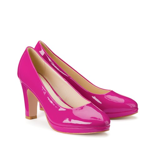 Escarpins a plateforme vernis rose La Redoute Collections Plus La Redoute