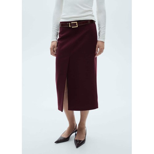 Jupe fendue laine bordeaux Mango La Redoute