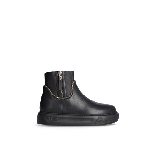 Bottines noires en cuir avec strass noir Liu Jo La Redoute
