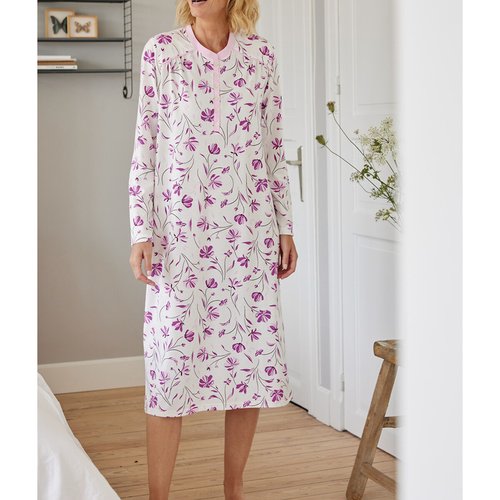 Chemise de nuit manches longues thermolactyl rose fleuri Damart La Redoute