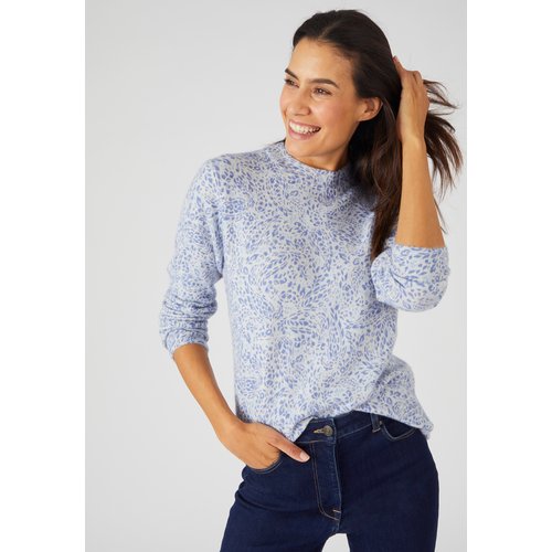 Pull imprime a base de laine gris chine feuillage Damart La Redoute