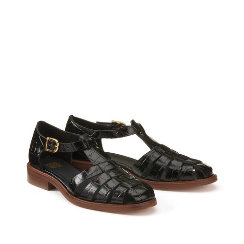Sandali chiusi in pelle nero La Redoute Collections La Redoute