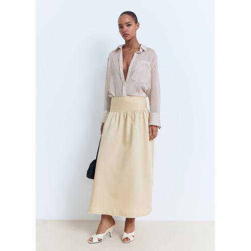 Jupe En Lin Beige H&M Taille 40 (tour De Taille ~40cm) - Occasion Très Bon état