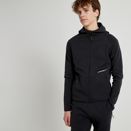 Zip up hoodie in cotton mix black La Redoute Collections La Redoute
