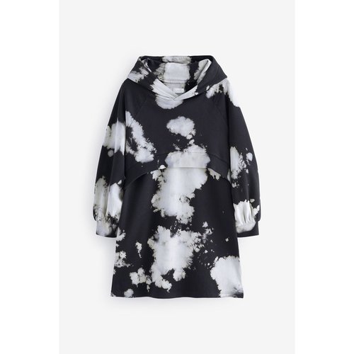 Robe sweat a capuche effet tie dye noir blanc Next La Redoute