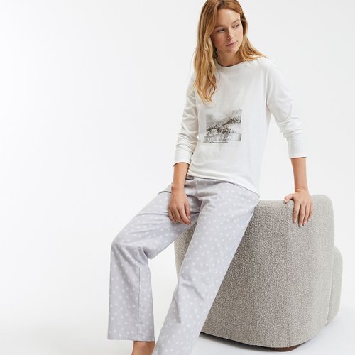 Pyjama pantalon en pilou imprime gris blanc So home La Redoute
