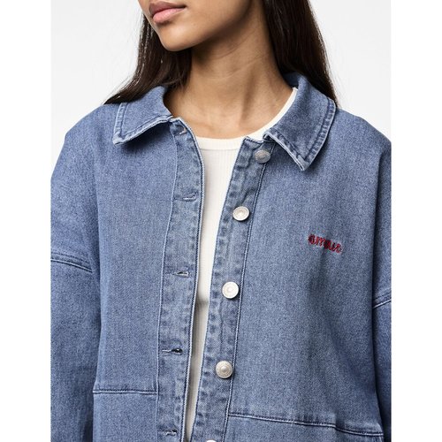 Denim mid length jacket medium blue Pieces La Redoute