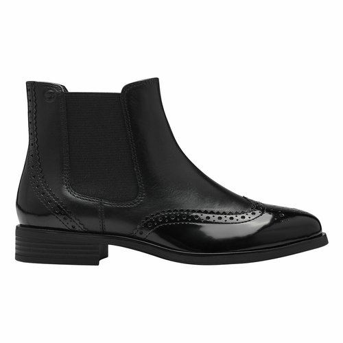 Floral toe chelsea boots in leather black Tamaris La Redoute