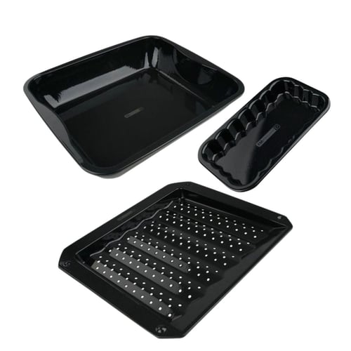 Set De 3 Plats à Paner En Inox - 32,5x17,5x6,5 Cm Avec Couvercles - Récipients Gastronormes Pour Cuisine Professionnelle Ou Maison