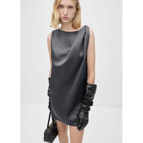 Robe satinee detail n ud gris anthracite Mango La Redoute