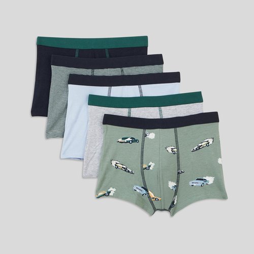 Lot de 5 boxers imprimes contenant du coton bio certifie oeko tex sapin Monoprix Kids La Redoute
