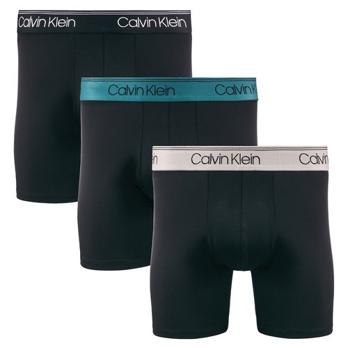 Lote de 3 boxers lisos largos de microfibra negro Calvin Klein Underwear La Redoute