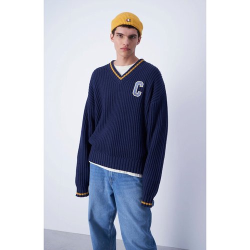Maglione scollo a V con logo