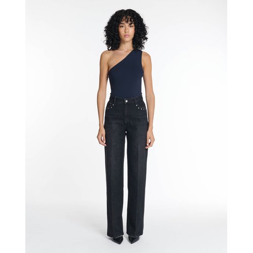 Jeans droit large taille haute long