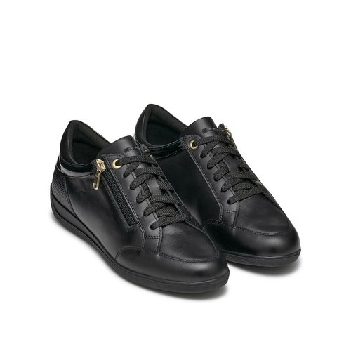 Baskets en cuir zippees et lacets myria Geox noir La Redoute