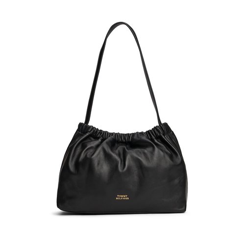 LEATHER SHOULDER MINIBAG ブラック Mini crossover leather shoulder bag, black, Tommy Hilfiger | La
