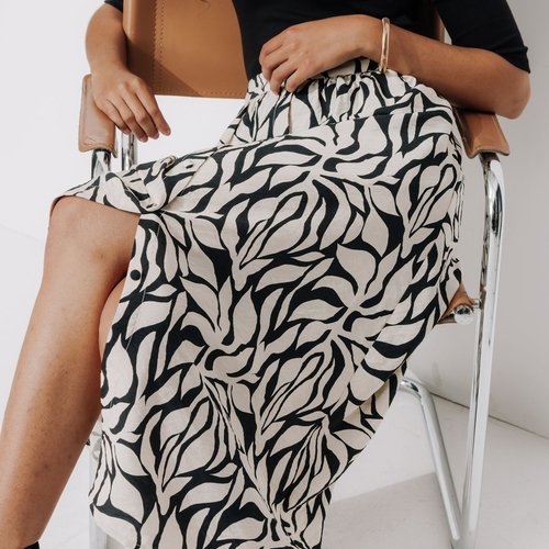 Jupe imprimee imprime noir Promod La Redoute