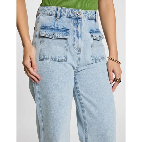 JOPHY & CO. Jeans Larghi A Vita Alta Con Strappi E Gamba Larga – Denim Chiaro Stile Trendy - 2