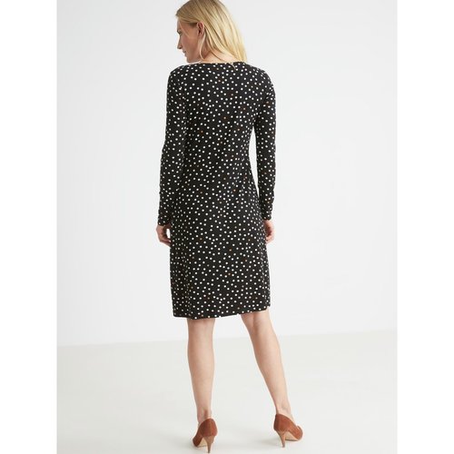 Robe maille drape fantaisie imprime pois noir Daxon La Redoute