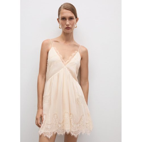 Robe courte dentelle beige Mango La Redoute