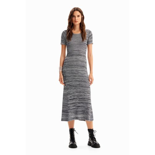 Robe longue cotelee marbree gris Desigual La Redoute