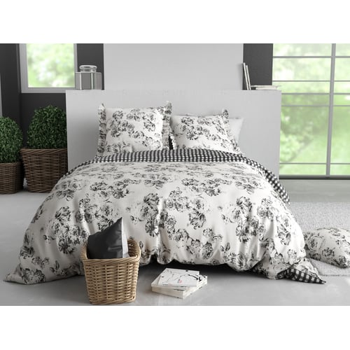 Parure De Lit Aileen De Witte Lietaer - Housse De Couette 140x220 Cm + Taie, Coton Percale 180 Fils, Blanc-noir - 11