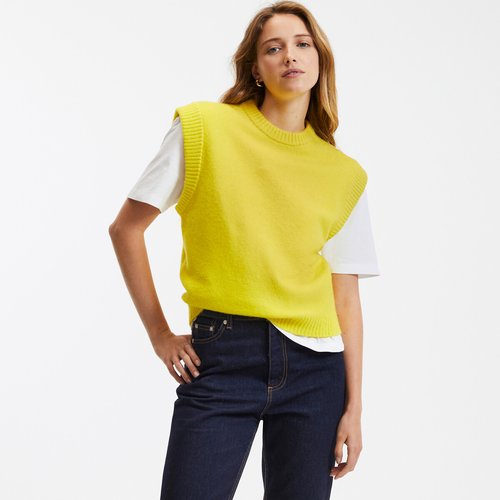 Trui zonder mouwen ronde hals geel La Redoute Collections La Redoute