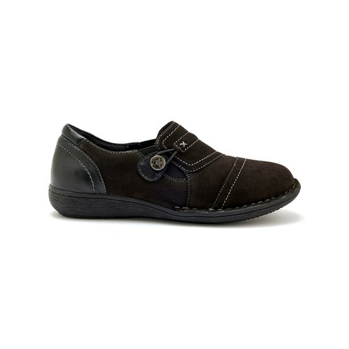 Chaussures elastiquees patte fantaisie noir Pediconfort La Redoute