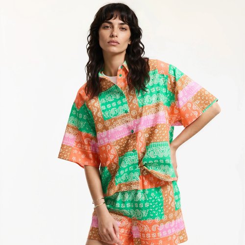 Chemise oversize à manches bouffantes Multicolore