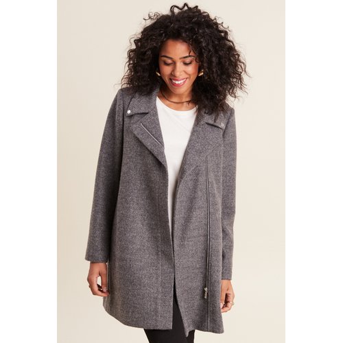 Manteau mi long zippe gris clair Breal La Redoute