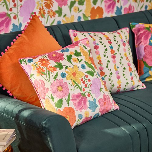 Multi coloured velvet cushions clearance
