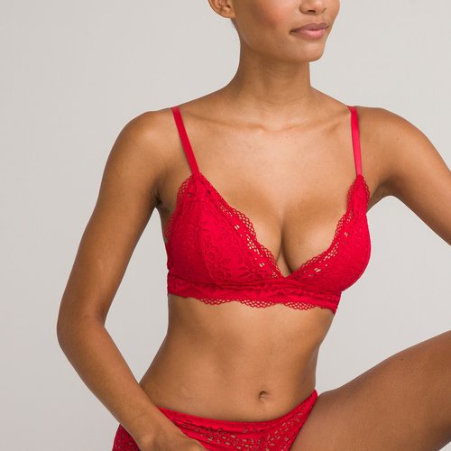 Sujetador triangulo con o sin copas rojo La Redoute Collections La Redoute