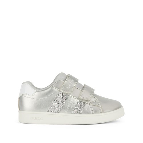 Kids eclyper breathable trainers with touch n close fastening silver coloured Geox La Redoute