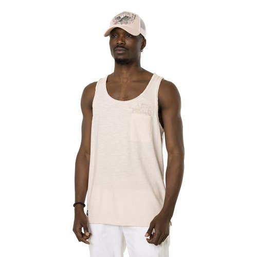 Debardeur homme en slub avec poche et print en coton Chill