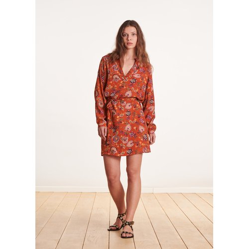 Robe courte a imprime floral orange La Fee Maraboutee La Redoute
