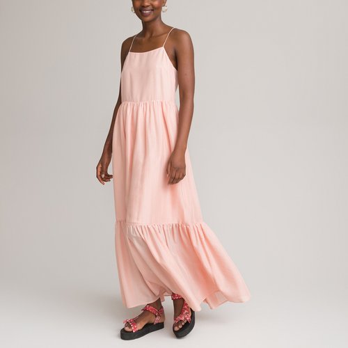 Robe maxi longue fines bretelles raye rose La Redoute Collections La Redoute