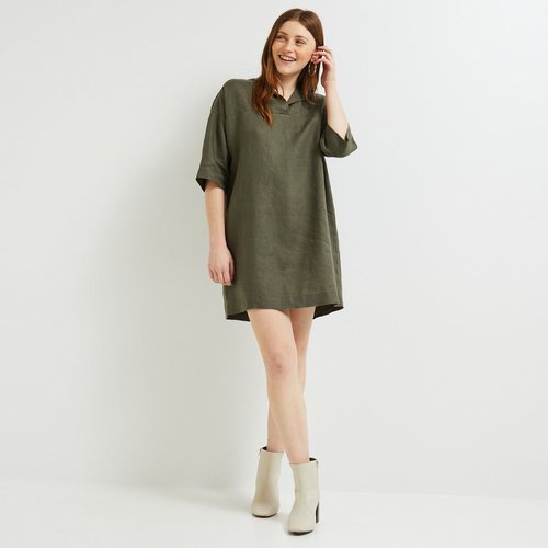 Robe courte col v unie en lin Monoprix La Redoute