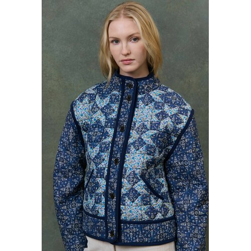 Omotayo printed patchwork jacket, blue print, Louise Misha | La