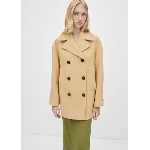 Double breasted virgin wool coat marron moyen Mango La Redoute