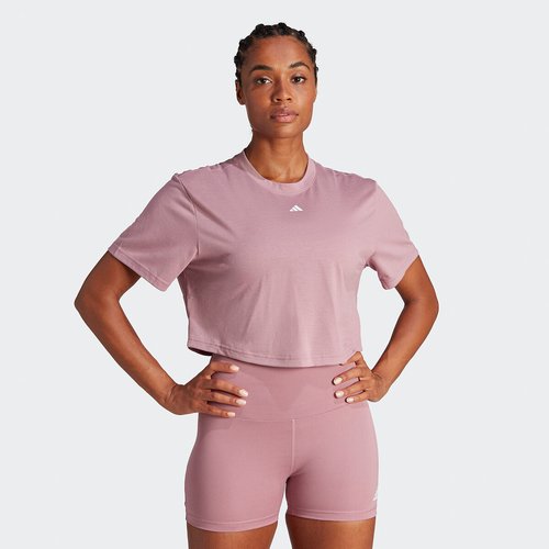 Crew neck t shirt with short sleeves pink Adidas Performance La Redoute