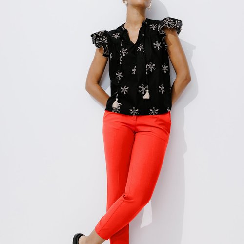 Pantalon cigarette rouge Promod La Redoute