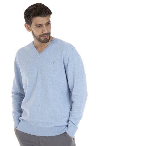 Pull col v en laine lars bleu clair Gentleman Farmer La Redoute