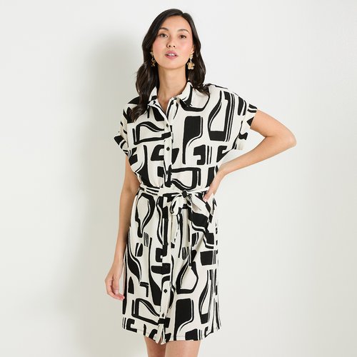 Robe imprimee blanc casse ecru Grain De Malice La Redoute