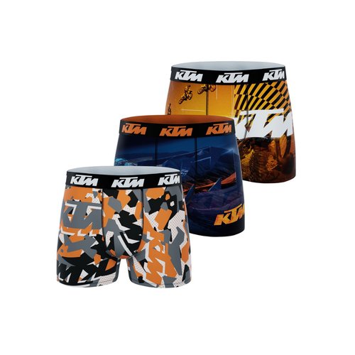 Boxers microfibre lot de 3 bleu noir orange blanc Freegun La Redoute