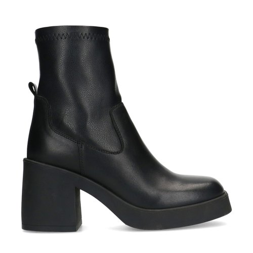 Bottines cuir avec talon et plateau noir Sacha La Redoute