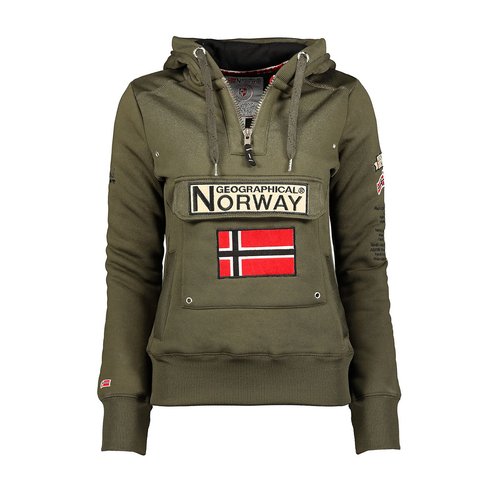 Gymclass embroidered logo hoodie in cotton mix khaki Geographical Norway La Redoute