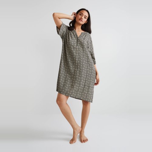 Chemise de nuit manches courtes imprimee certifiee ecovero noir Monoprix Lingerie La Redoute