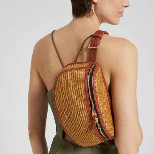 Sac banane en cuir et raphia la grande lili raphia Herbert Frere Soeur naturel La Redoute